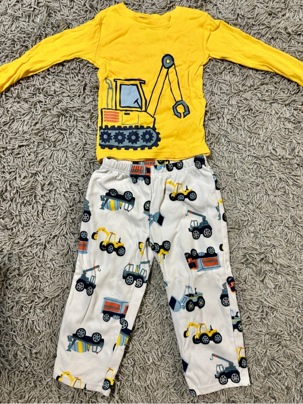 Carter's Yellow Construction Excavator Pajama Set
